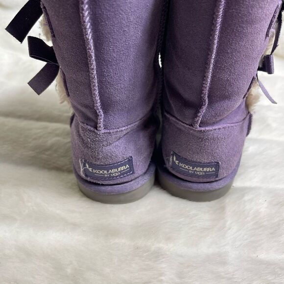 Kookaburra by Ugg Girls suede purple short boots with side bows size 2 - Picture 11 of 12